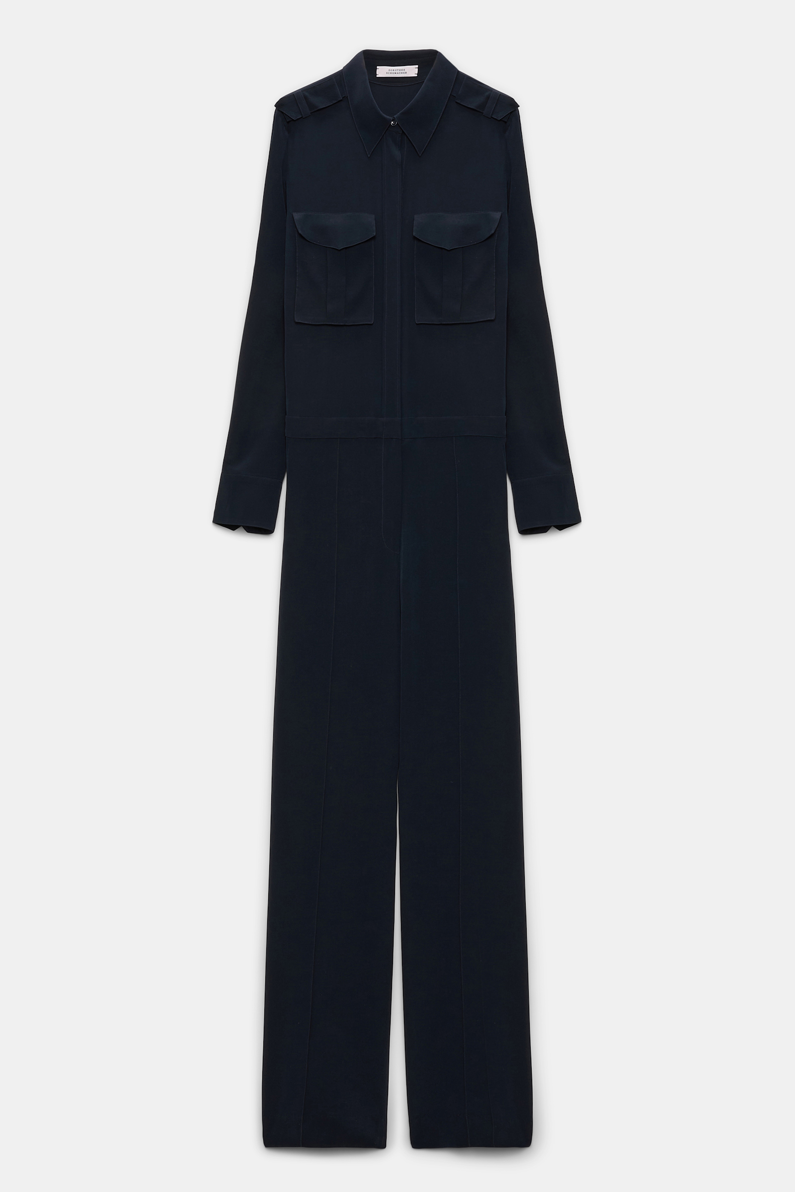 Dorothee Schumacher Crêpe de chine silk jumpsuit with epaulettes dark navy