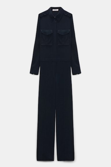 Dorothee Schumacher Jumpsuit aus Seiden Crêpe de Chine dark navy