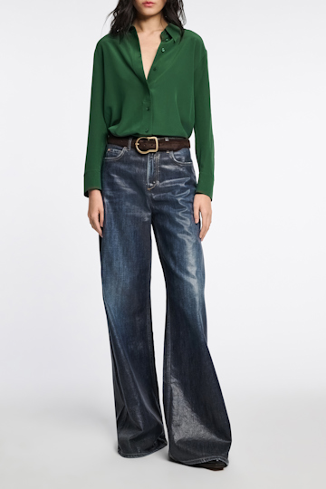 Dorothee Schumacher Seidenbluse aus Crêpe de Chine gras green