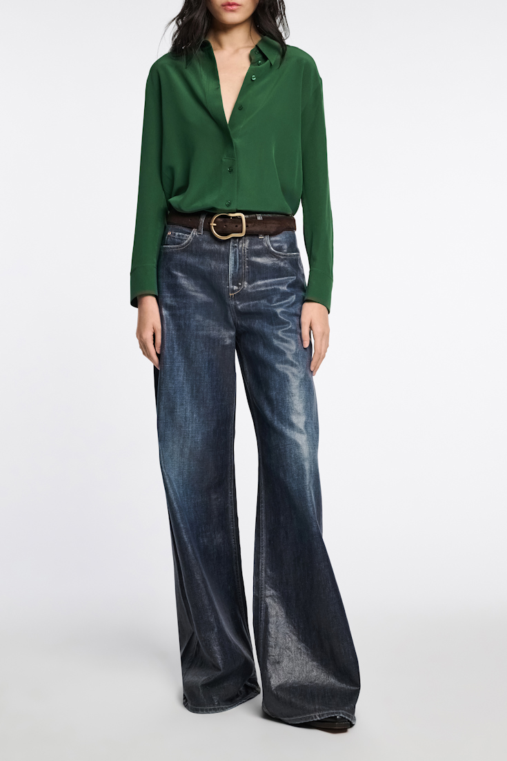 Dorothee Schumacher Crêpe de chine silk blouse gras green