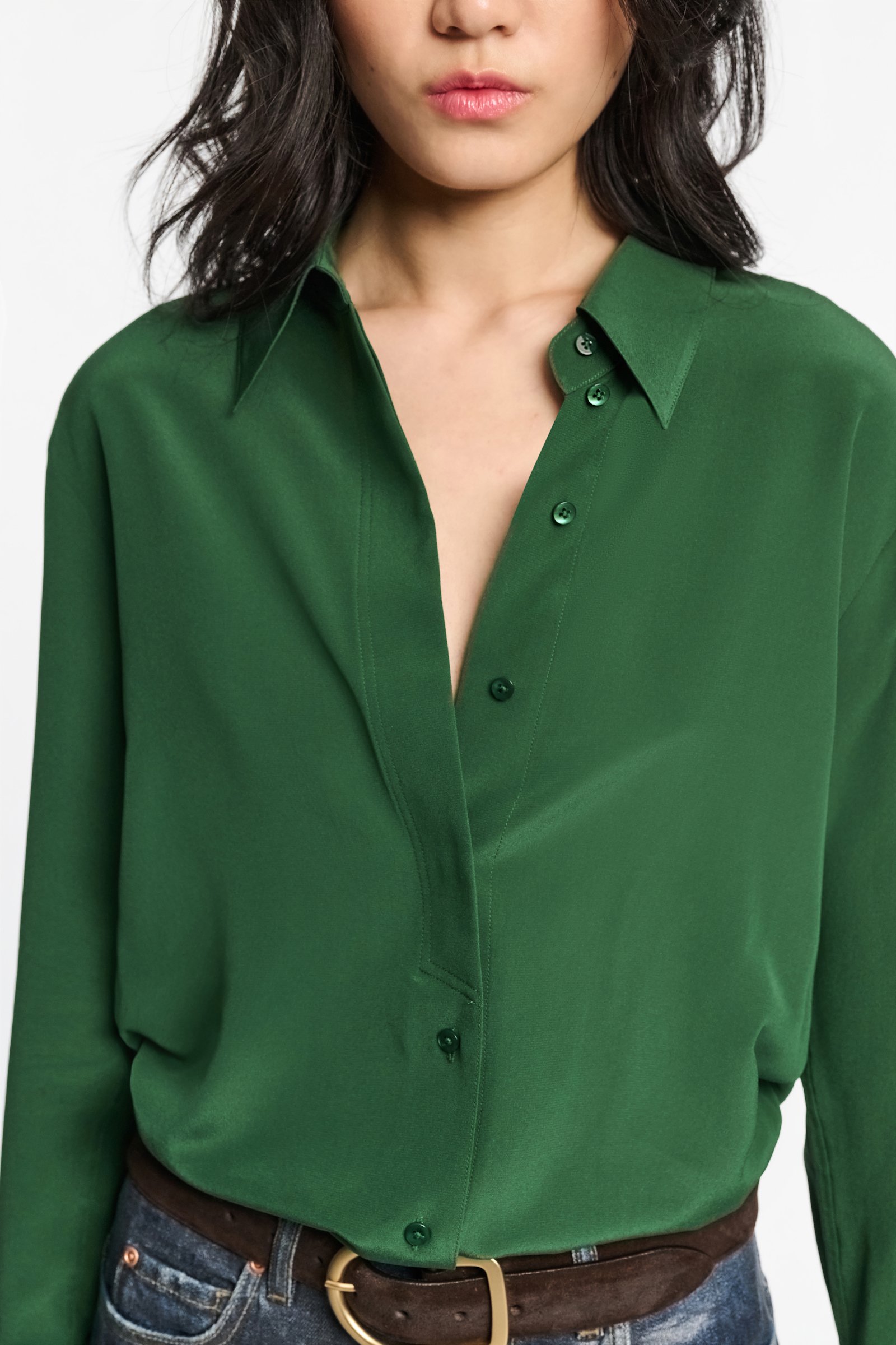 Dorothee Schumacher Crêpe de chine silk blouse gras green
