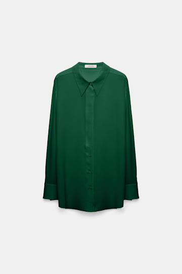 Dorothee Schumacher Seidenbluse aus Crêpe de Chine gras green