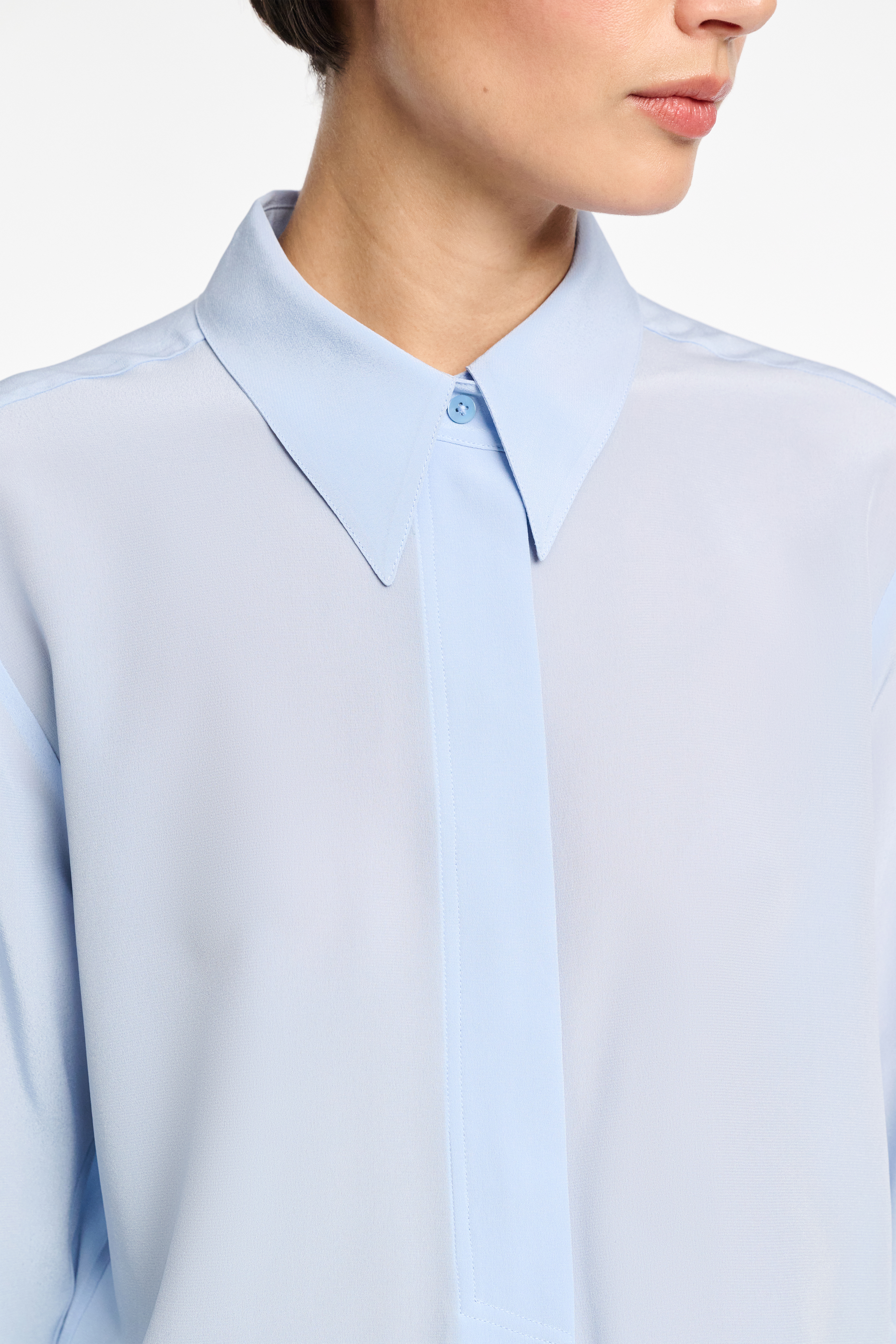 High Neck Crinkle Fabric Sheer Blouse | boohoo