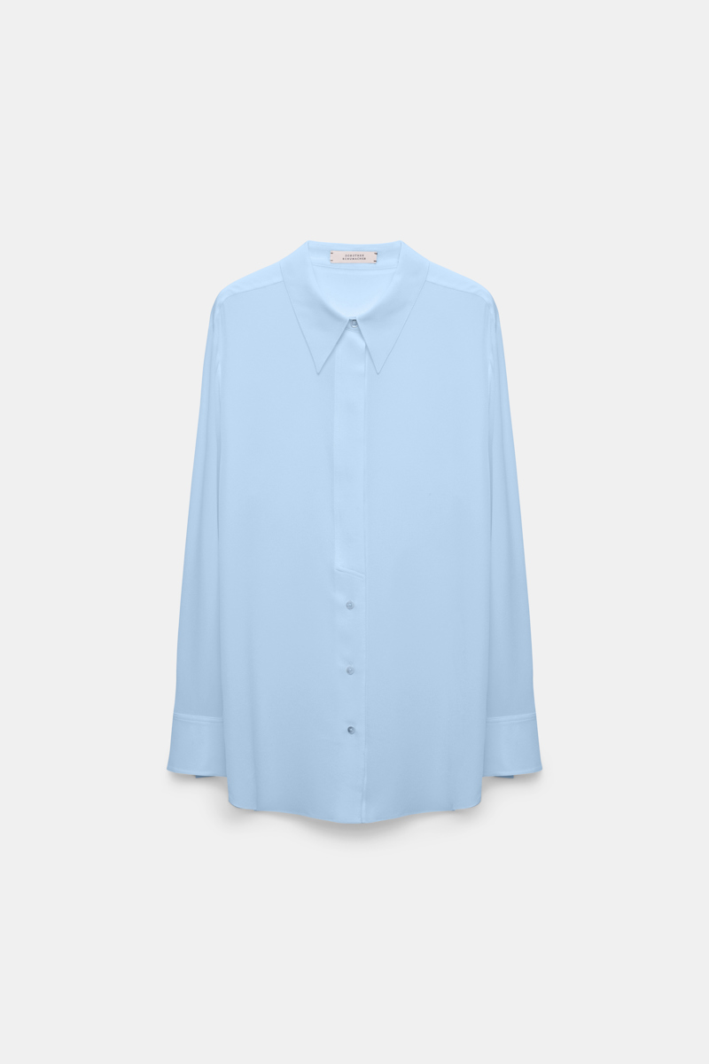 Shop Dorothee Schumacher Crãªpe De Chine Silk Blouse In Blue