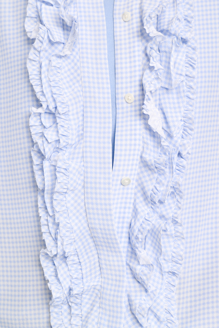 Dorothee Schumacher Blouson-Bluse aus Seide-Viskose Mix mit Vichy-Print blue vichy