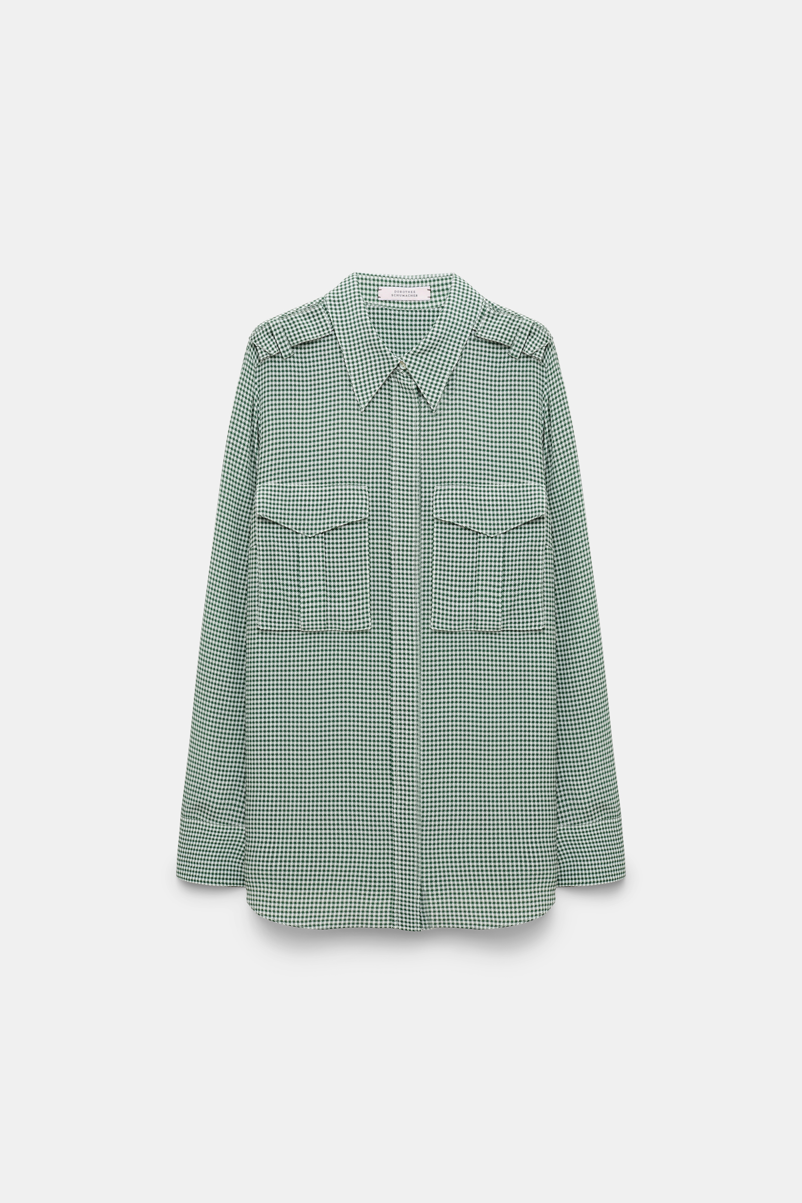 Dorothee Schumacher Gingham print silk-viscose blouse with epaulettes green vichy