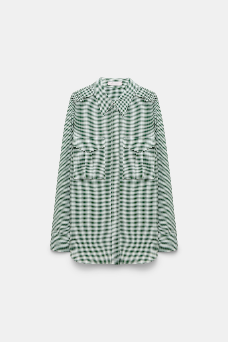 DOROTHEE SCHUMACHER GINGHAM PRINT SILK-VISCOSE BLOUSE WITH EPAULETTES 