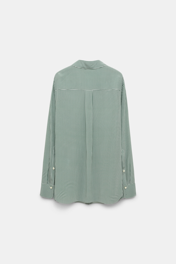 Dorothee Schumacher Gingham print silk-viscose blouse with epaulettes green vichy