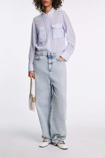Dorothee Schumacher Bluse aus Seide-Viskose Mix mit Vichy-Print blue vichy