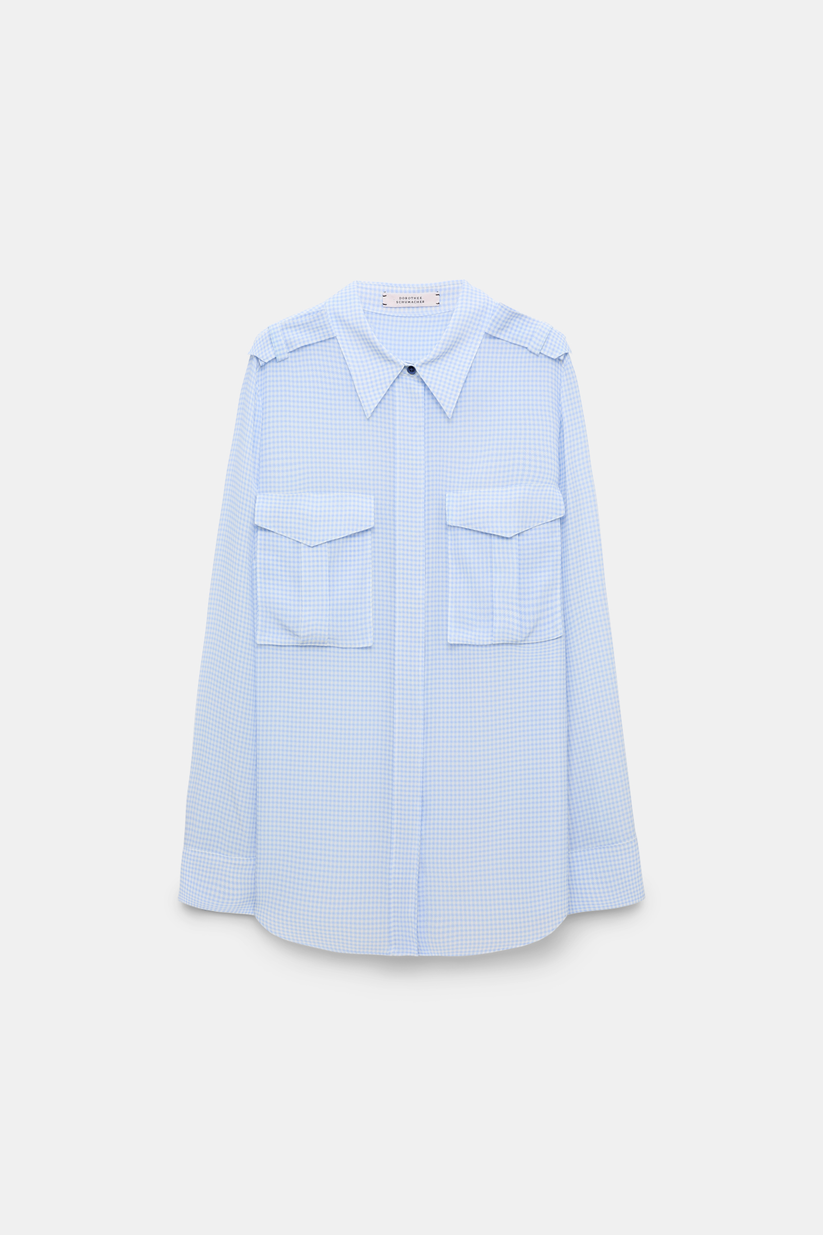 Dorothee Schumacher Gingham print silk-viscose blouse with epaulettes blue vichy