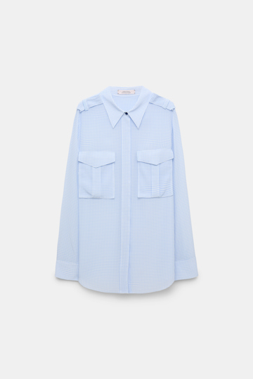 Dorothee Schumacher Bluse aus Seide-Viskose Mix mit Vichy-Print blue vichy