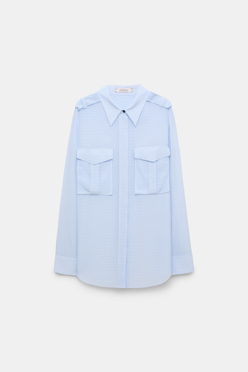 DOROTHEE SCHUMACHER GINGHAM PRINT SILK-VISCOSE BLOUSE WITH EPAULETTES 
