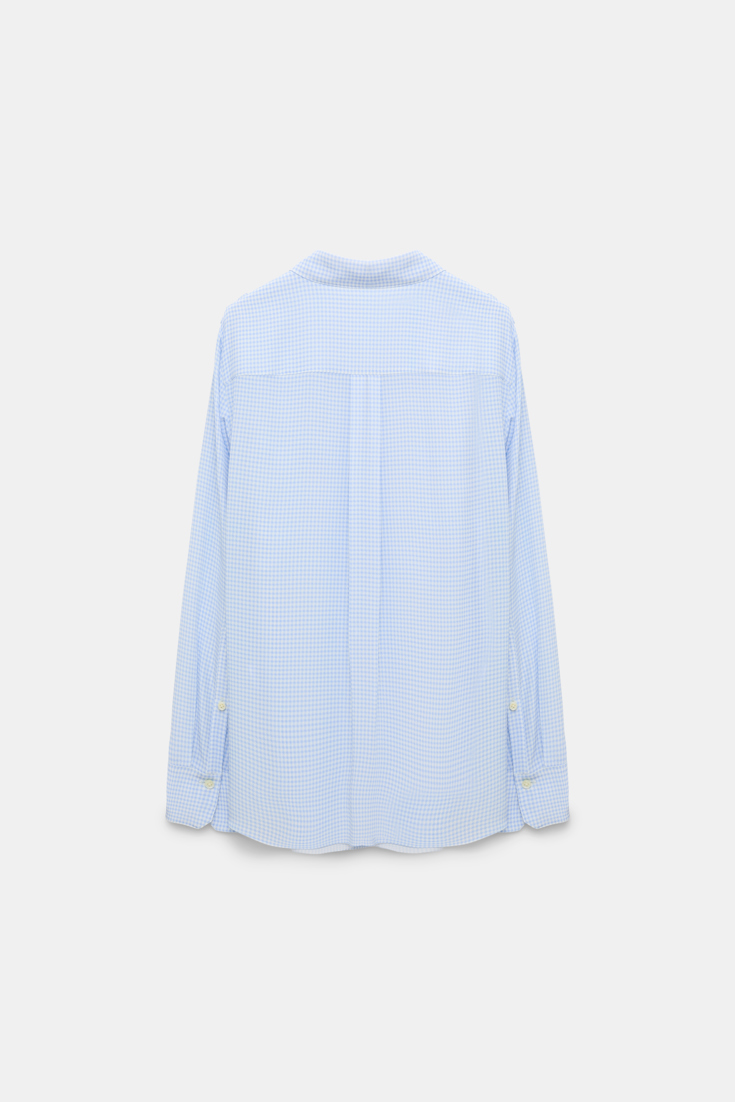 Dorothee Schumacher Gingham print silk-viscose blouse with epaulettes blue vichy