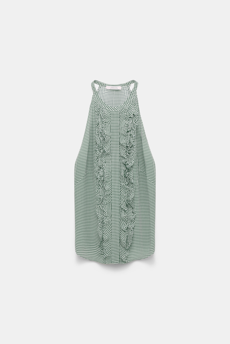 Dorothee Schumacher Top aus Seide-Viskose Mix mit Vichy-Print green vichy