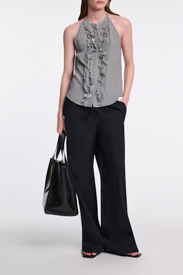Dorothee Schumacher Top aus Seide-Viskose Mix mit Vichy-Print dark navy vichy