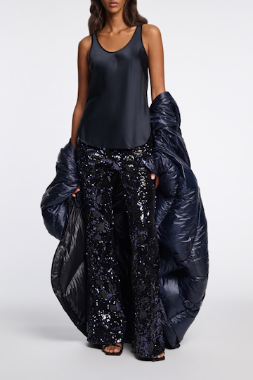 Dorothee Schumacher Silk-satin tank top dark navy