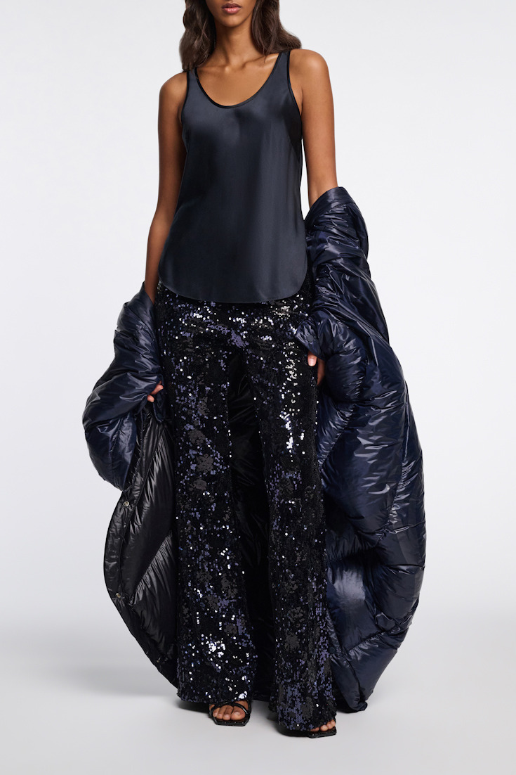 Dorothee Schumacher Silk-satin tank top dark navy
