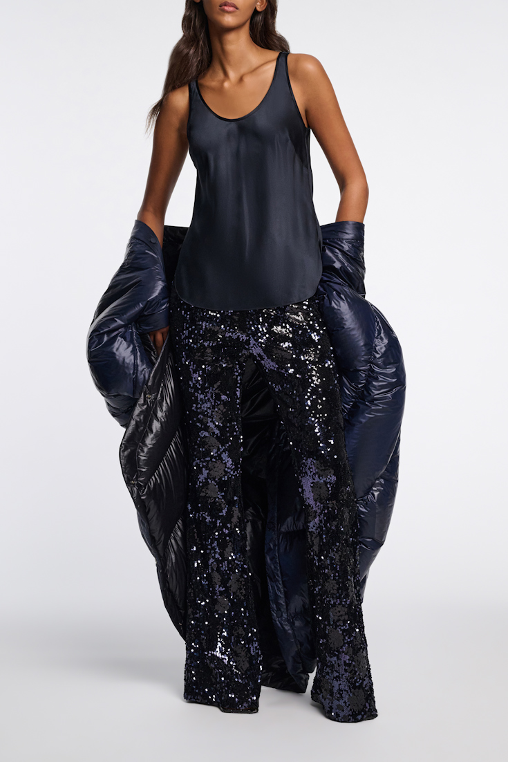 Dorothee Schumacher Silk-satin tank top dark navy