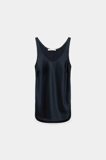 Dorothee Schumacher Silk-satin tank top dark navy