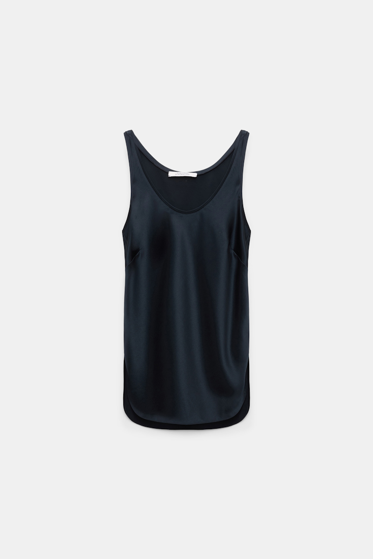 Dorothee Schumacher Silk-satin tank top dark navy