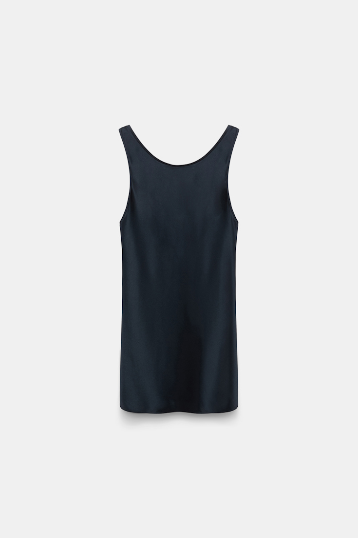 Dorothee Schumacher Silk-satin tank top dark navy