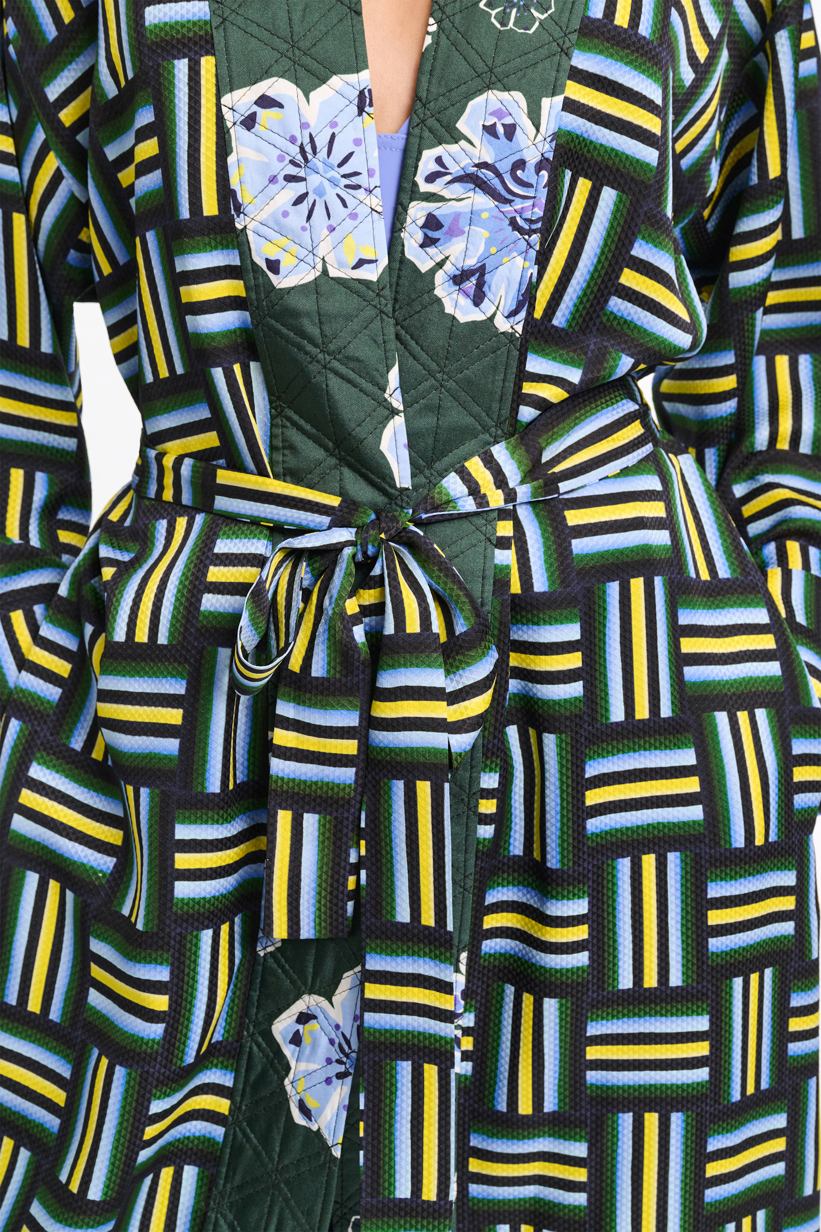 Dorothee Schumacher Printed silk jacquard pajama coat weave mix blue-green