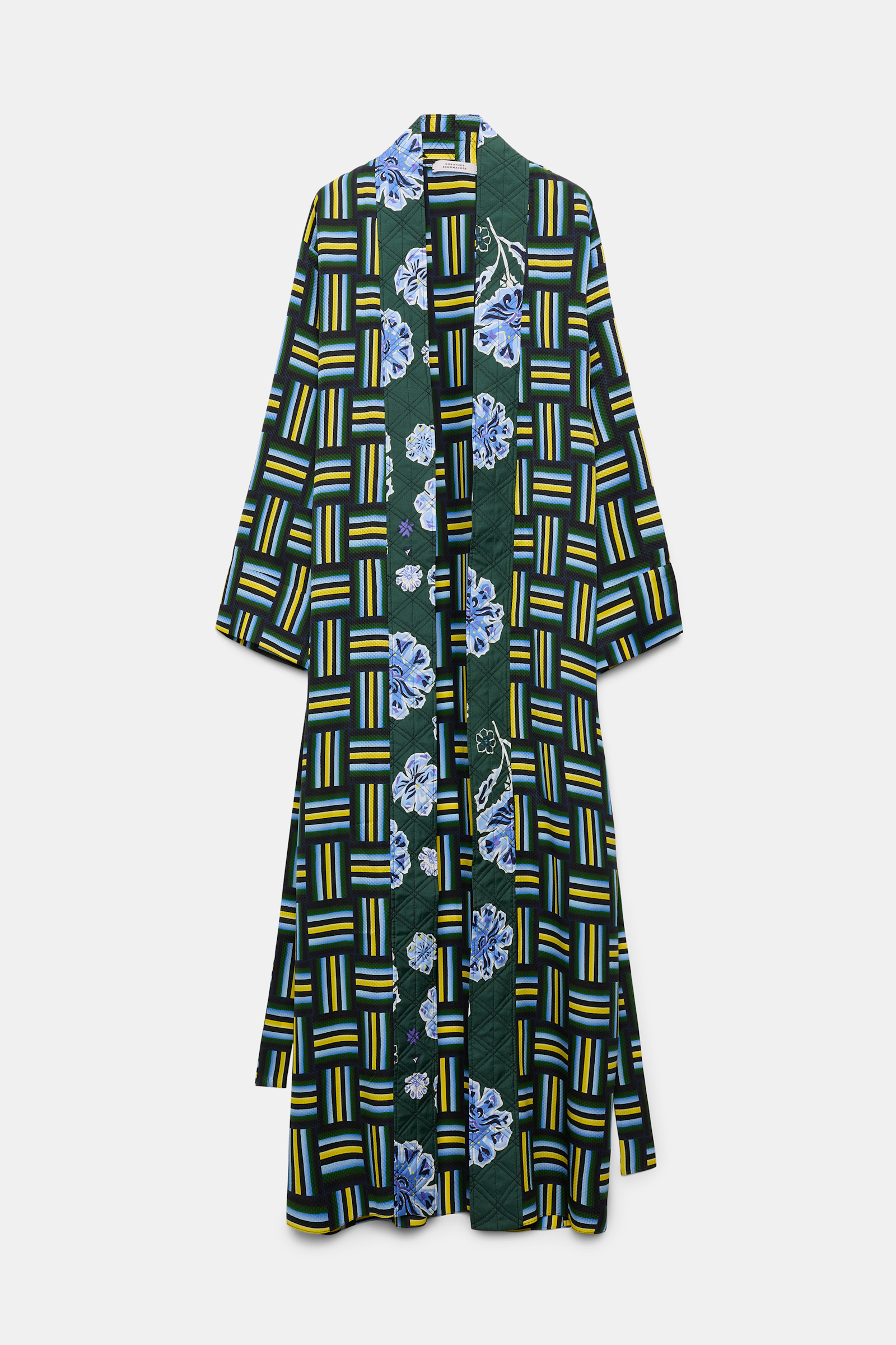Dorothee Schumacher Printed silk jacquard pajama coat weave mix blue-green
