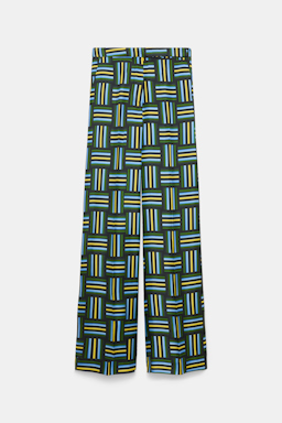 Dorothee Schumacher Hose aus Seidentwill mit Signature-Print weave mix blue-green