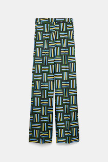 Dorothee Schumacher Hose aus Seidentwill mit Signature-Print weave mix blue-green