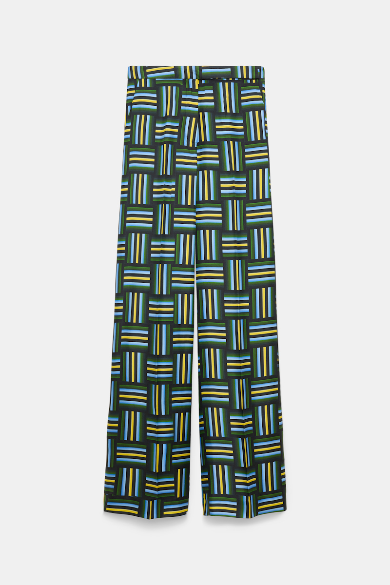 Dorothee Schumacher Printed Silk Twill Wide Leg Pants In Blue