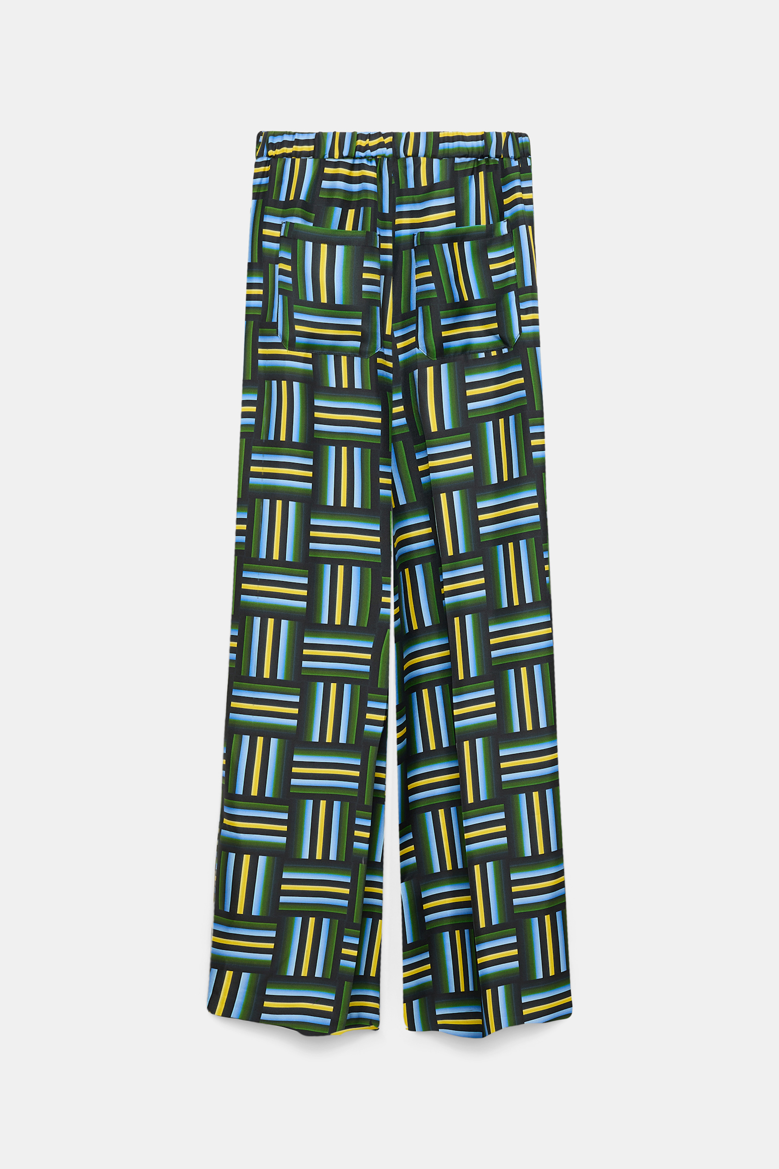Dorothee Schumacher Printed silk twill wide leg pants weave mix blue-green