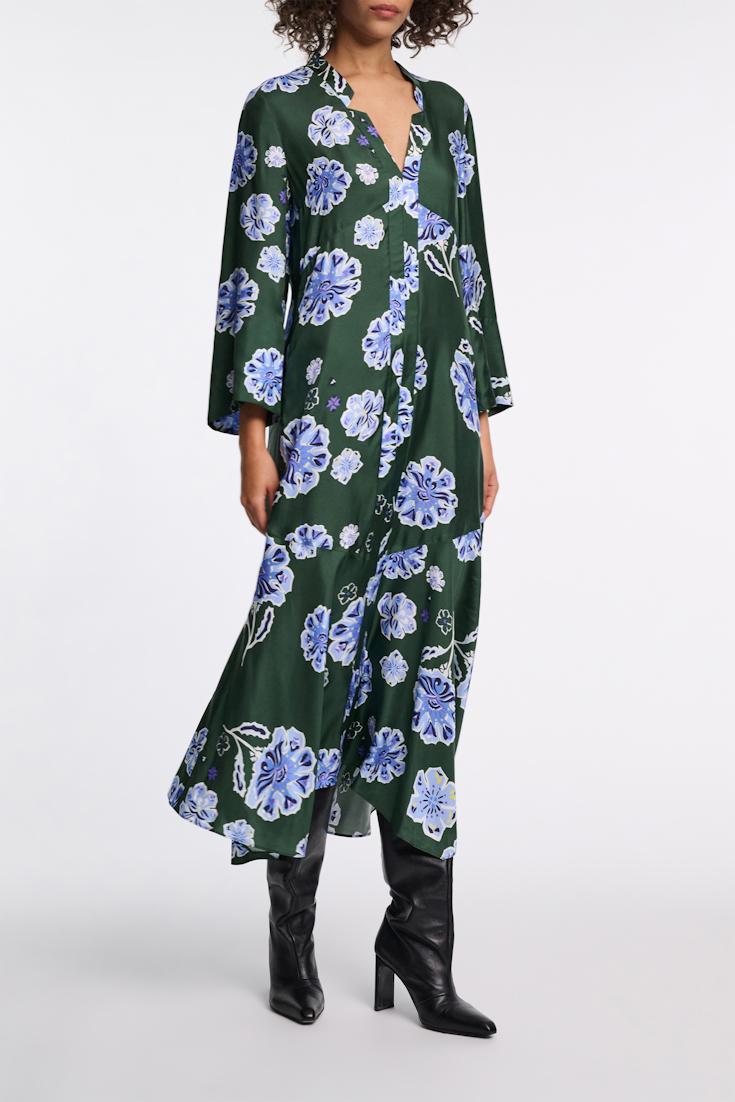 Dorothee Schumacher Midikleid aus bedrucktem Seidentwill Big Garden green