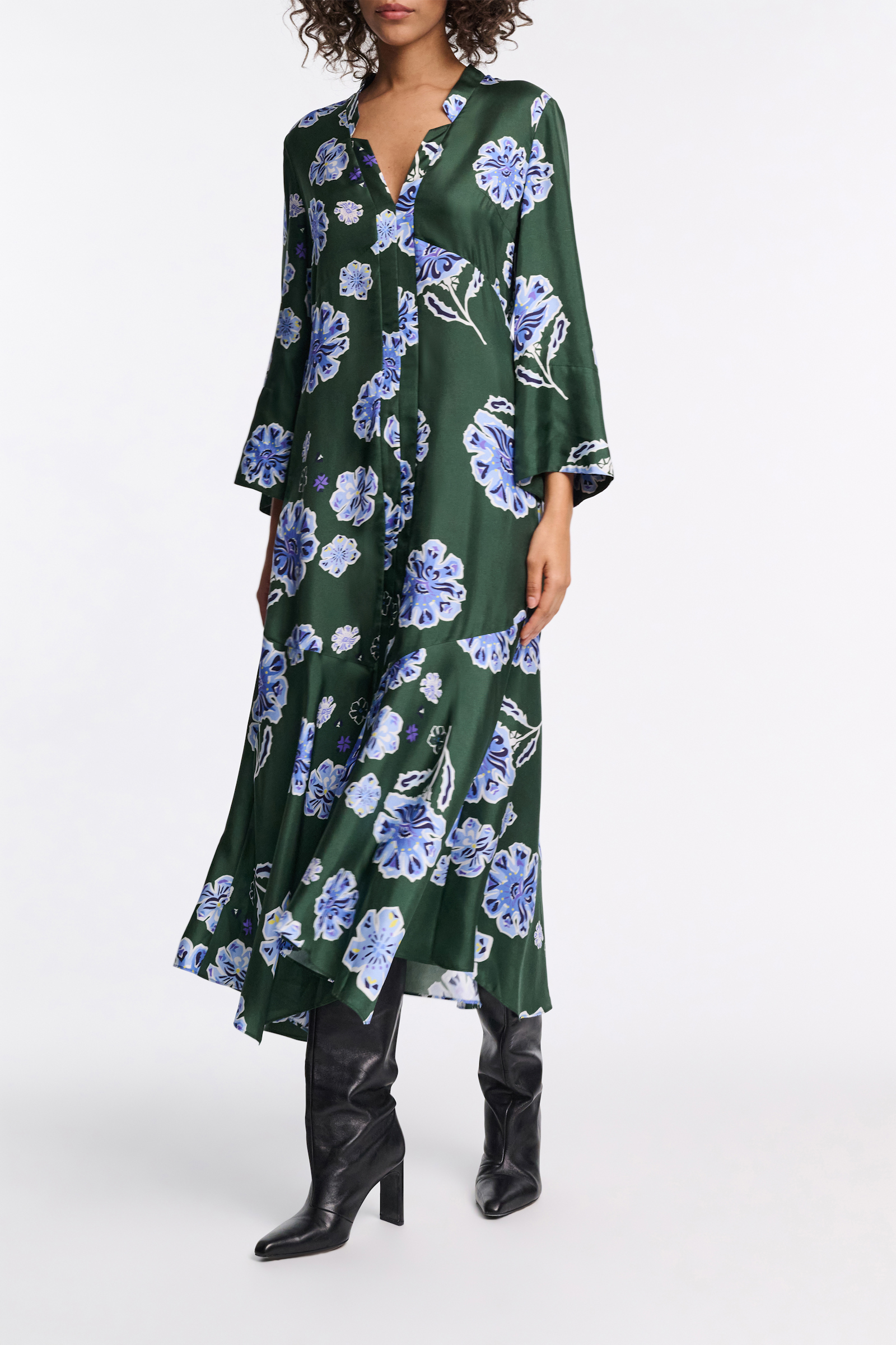 Dorothee Schumacher Midikleid aus bedrucktem Seidentwill Big Garden green