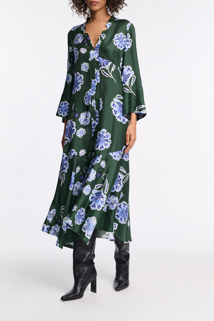 Dorothee Schumacher Midikleid aus bedrucktem Seidentwill Big Garden green