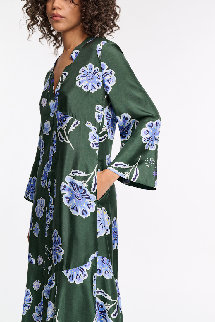 Dorothee Schumacher Midikleid aus bedrucktem Seidentwill Big Garden green