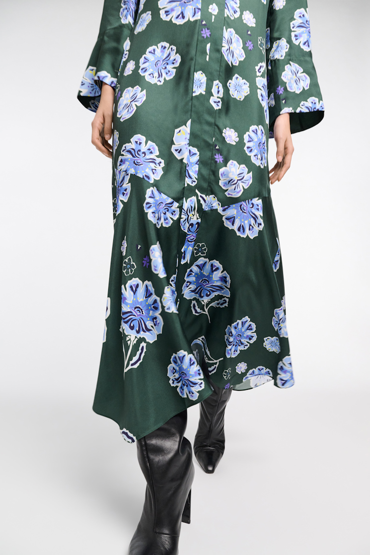 Dorothee Schumacher Midikleid aus bedrucktem Seidentwill Big Garden green