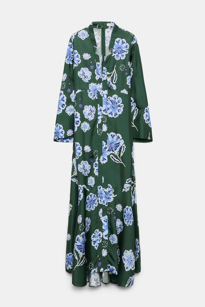 DOROTHEE SCHUMACHER FLORAL PRINT SILK TWILL MIDI DRESS 