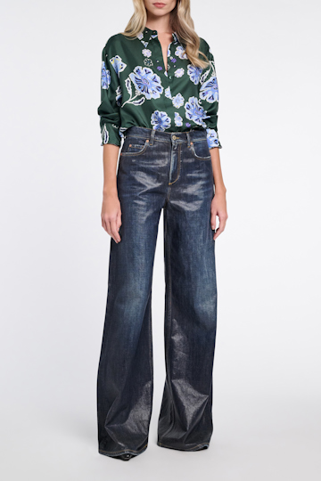 Dorothee Schumacher Floral print silk twill blouse Big Garden green