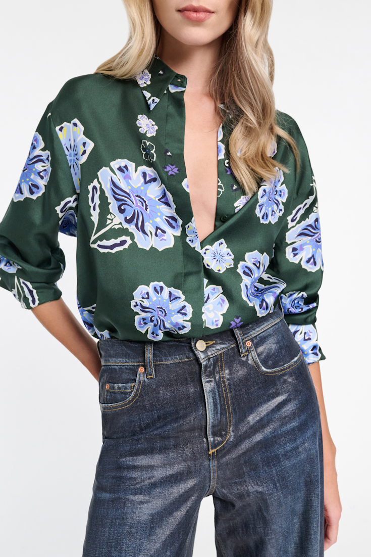 Dorothee Schumacher Floral print silk twill blouse Big Garden green