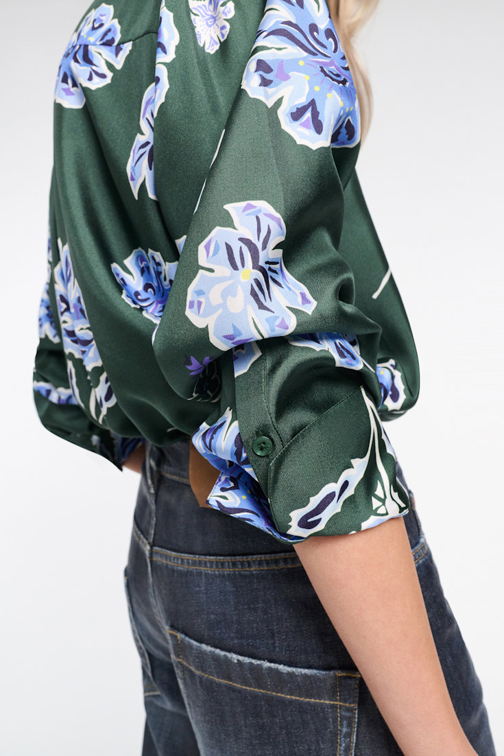 Dorothee Schumacher Floral print silk twill blouse Big Garden green