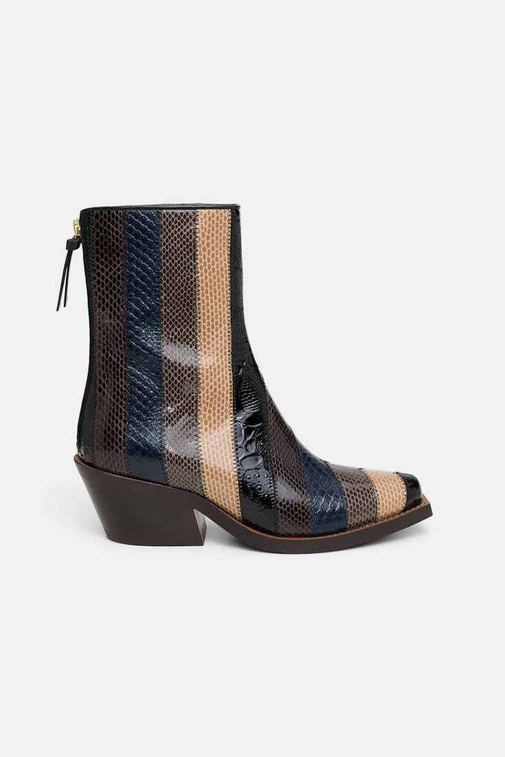 Dorothee Schumacher Gestreifte Western Boots im Patchwork-Look beige brown patch