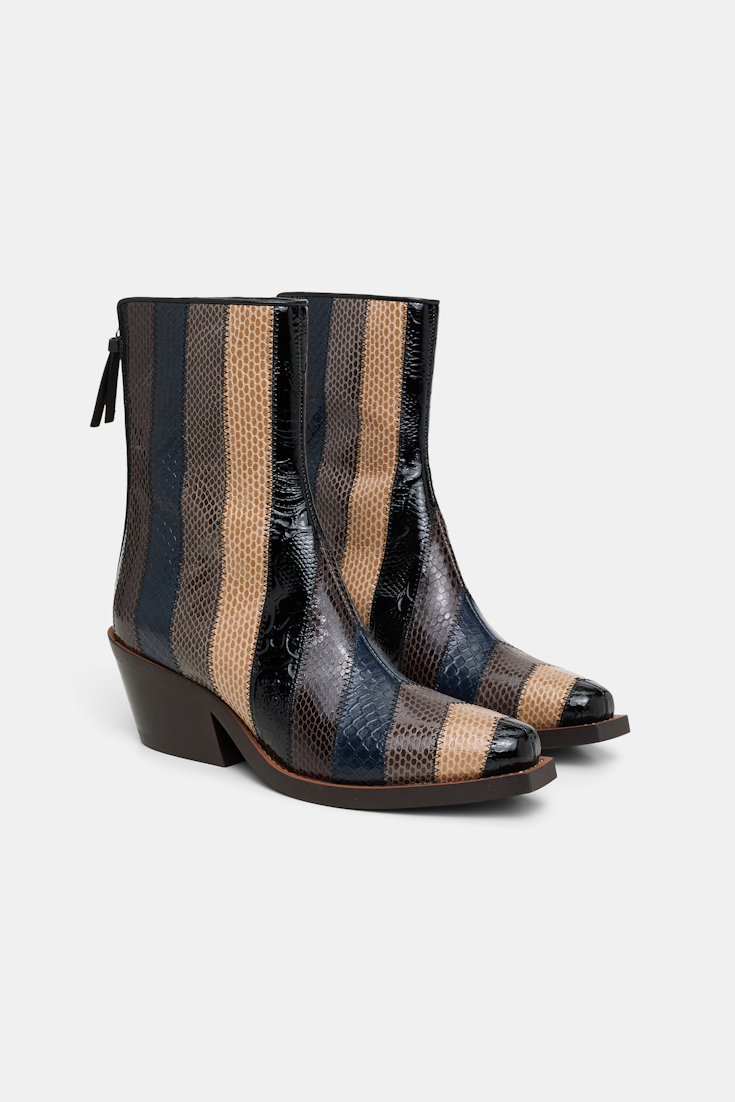 Dorothee Schumacher Gestreifte Western Boots im Patchwork-Look beige brown patch