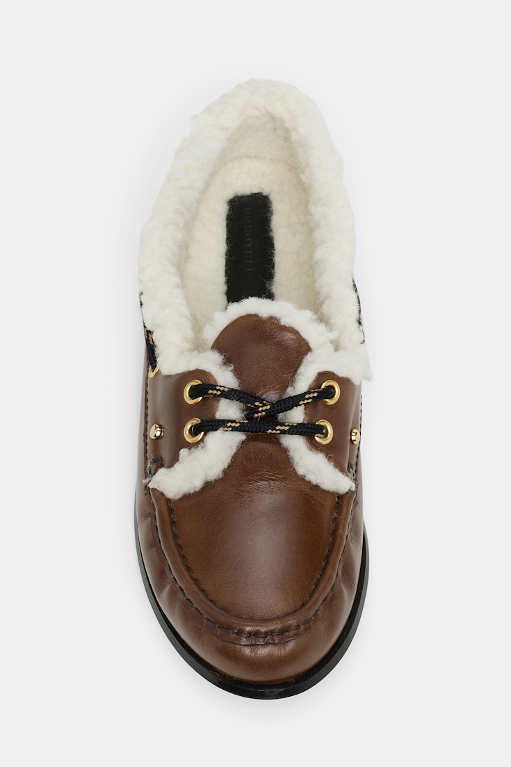 Dorothee Schumacher Bootsschuhe mit Futter aus Lammfell hazelnut brown