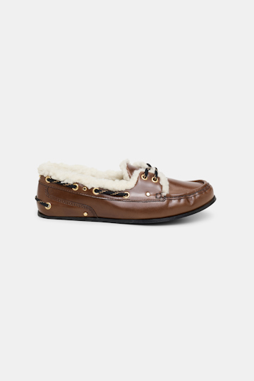 Dorothee Schumacher Docksiders with sheepskin lining hazelnut brown