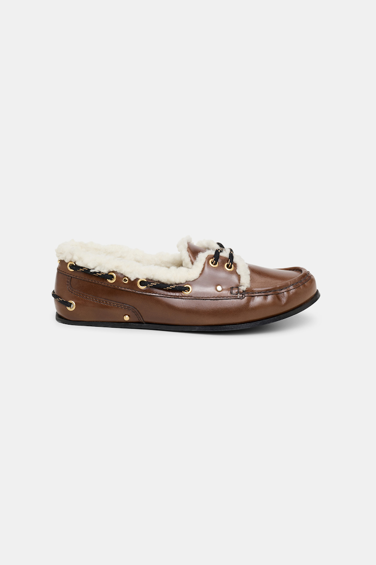 Dorothee Schumacher Bootsschuhe mit Futter aus Lammfell hazelnut brown