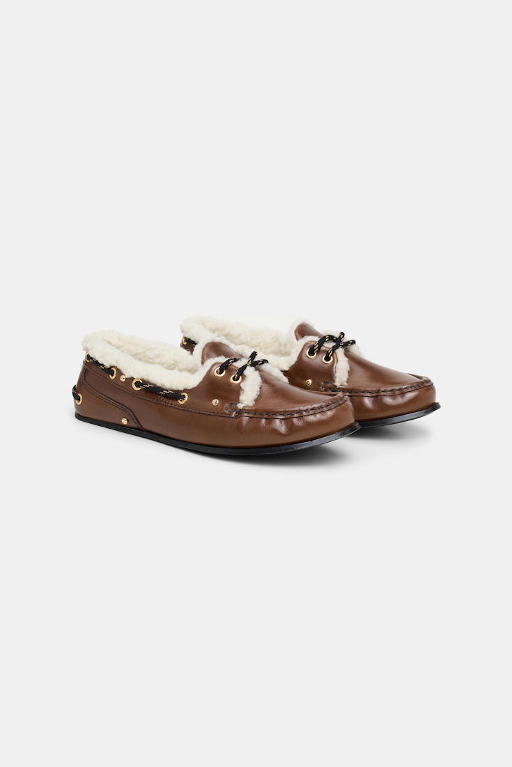 Dorothee Schumacher Bootsschuhe mit Futter aus Lammfell hazelnut brown