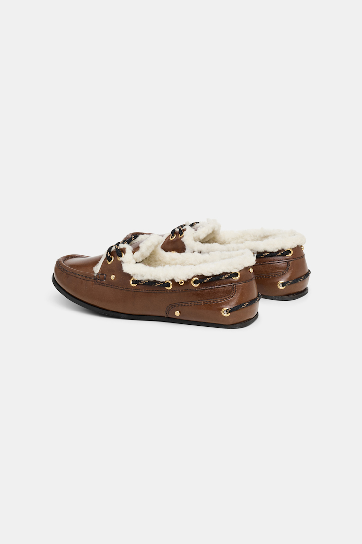 Dorothee Schumacher Bootsschuhe mit Futter aus Lammfell hazelnut brown
