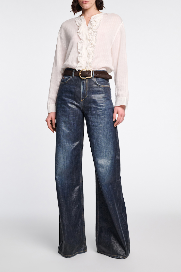 Dorothee Schumacher Waxed suede belt with signature buckle chocolate brown