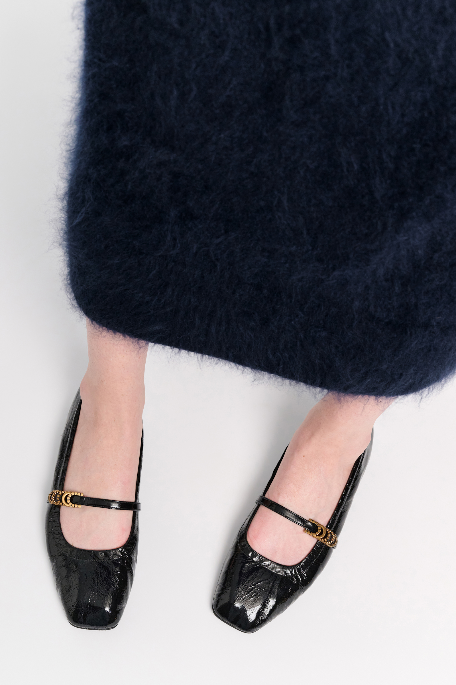 Dorothee Schumacher Elastische, shiny Ballerinas mit Signature D-Rings pure black