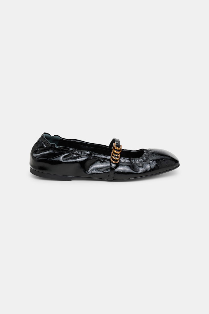 Dorothee Schumacher Elastische, shiny Ballerinas mit Signature D-Rings pure black